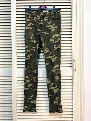 Pantalón vaquero skinny ajustado militar M negro