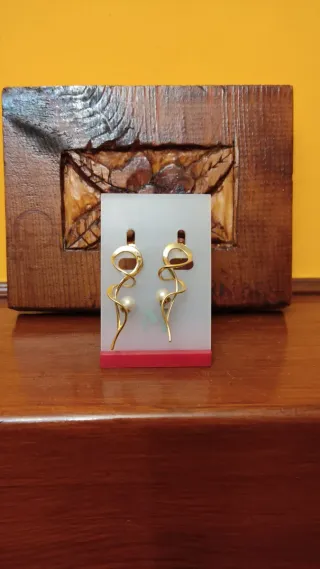 Pendientes plata 925 bañados en oro con perlas