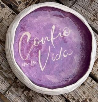 Bol de cerámica decorado Confío en la Vida