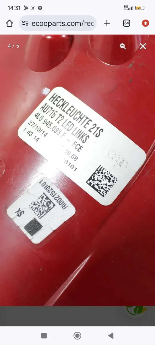 Piloto Trasero Izquierdo Audi Q7 3.0 TDI