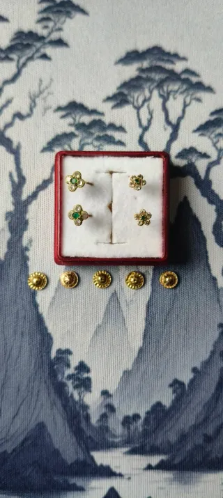 Pendientes de Oro y Verde