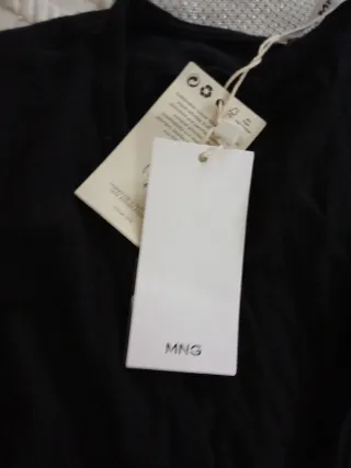 Vestido Mango punto negro XL