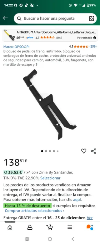 Candado Antirrobo Coche ARTAGO 871