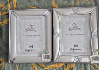 2 marcos de fotos Hofmann plateados Tamaño: 15x20