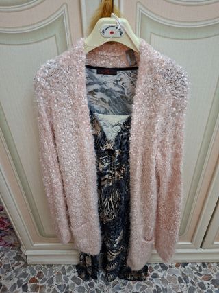 Cardigan bouclé rosa