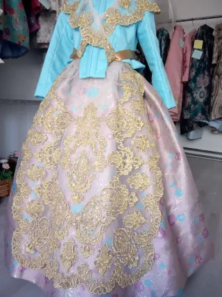 Traje de Fallera Niña Azul y Dorado