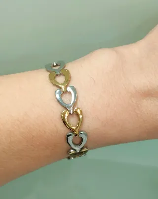 Pulsera Corazones Bicolor.