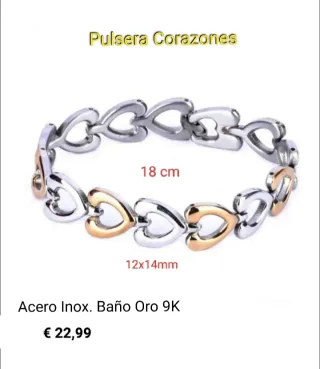 Pulsera Corazones Bicolor.