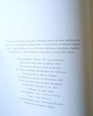 BYRON EL ULTIMO VIAJE HAROLD NICOLSON