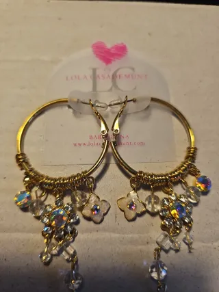 Pendientes Lola Casademunt dorados con abalorios