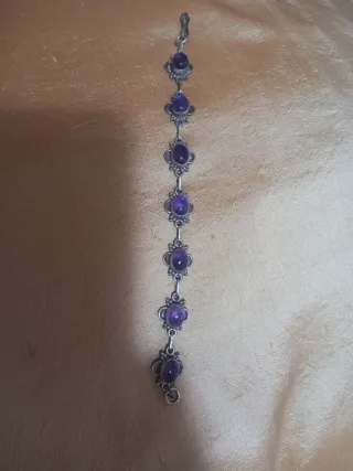 Bracciale Argento 925 e Ametista Viola lung. cm.19