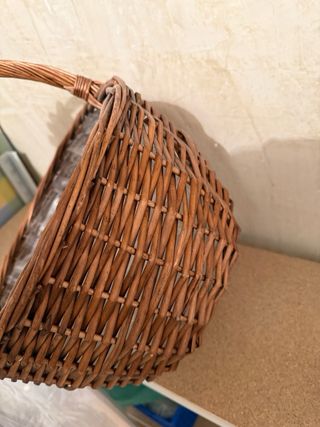 Canasta Mimbre Vintage con Forro Plástico
