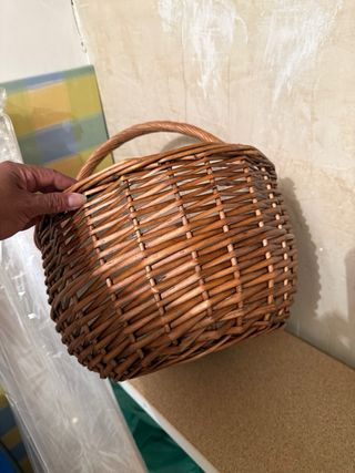 Canasta Mimbre Vintage con Forro Plástico