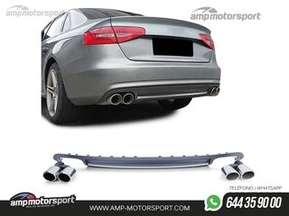 DIFUSOR TRASERO DOBLE IMPRIMADO CON COLAS PARA AUDI A4 B8 2007-2011