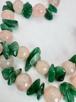 Collana Quarzo Rosa e Avventurina Oro