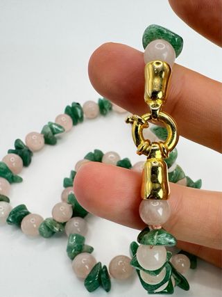 Collana Quarzo Rosa e Avventurina Oro