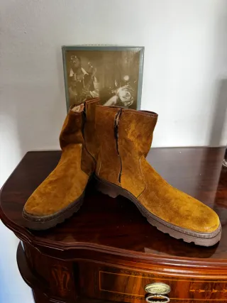 Botines serraje Camel cremallera