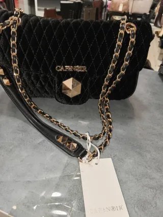 Borsa Cafènoir nera con dettagli oro