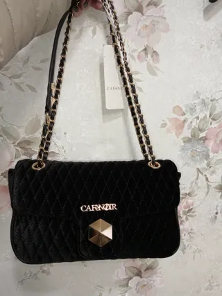 Borsa Cafènoir nera con dettagli oro