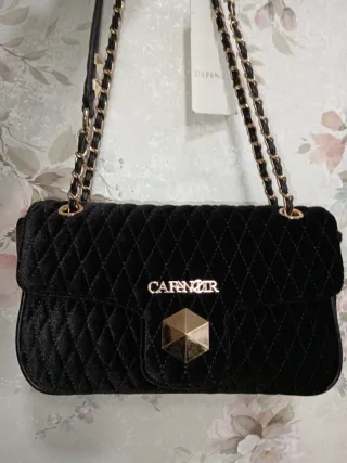 Borsa Cafènoir nera con dettagli oro