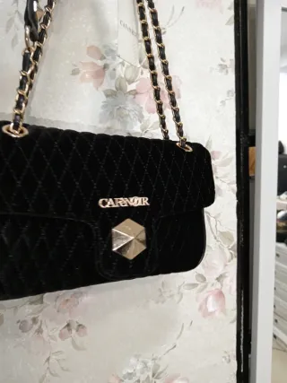 Borsa Cafènoir nera con dettagli oro