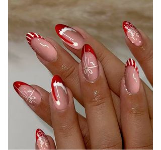 Uñas de gel navideñas