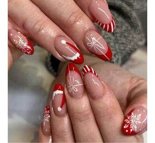 Uñas de gel navideñas