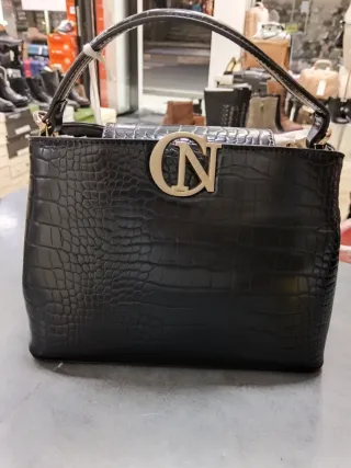 Borsa Cafènoir Nera Effetto Coccodrillo