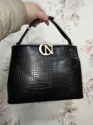 Borsa Cafènoir Nera Effetto Coccodrillo