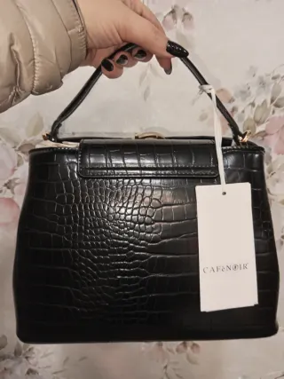 Borsa Cafènoir Nera Effetto Coccodrillo