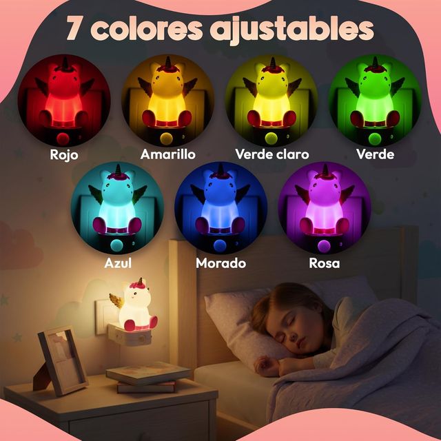 NUEVO - Luce Notturna Unicorno Infantile con Presa