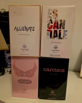 Lote 4 perfumes mujer Sunset World