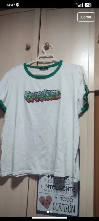 Camiseta Freedom Blanca y Verde