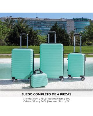 Juego 4 maletas turquesa