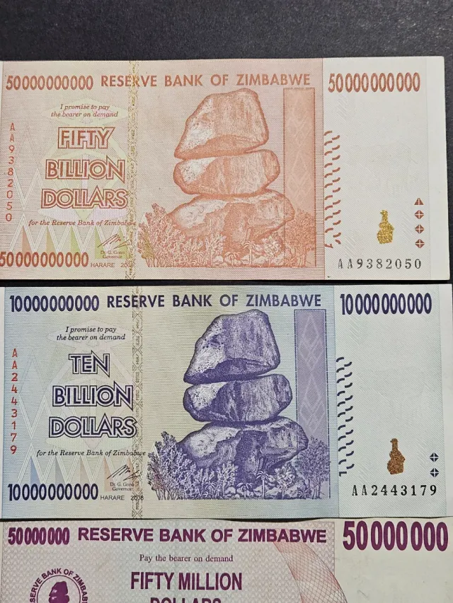 Lote de 6 Billetes de Zimbabue – Hiperinflación