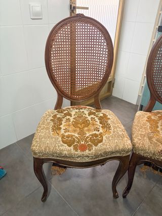 Pareja Sillas Vintage Madera Rejilla