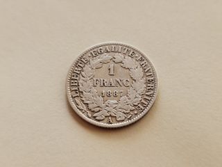 Vecchia moneta in argento del 1887 della Repubblica Francese