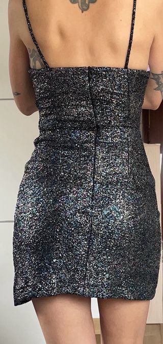 Vestido fiesta Zara Talla XS/S Negro Multicolor