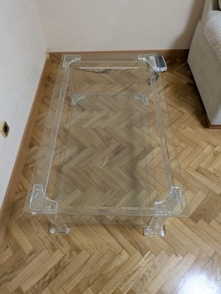Mesa de centro cristal y plástico