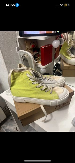 Bambas Converse caña alta verde y lila