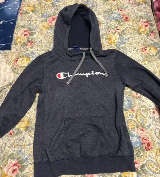 Felpa Champion con cappuccio blu e bianca