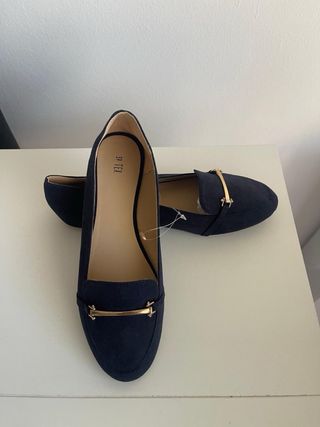 Manoletinas 39 TEX azul marino con detalle dorado