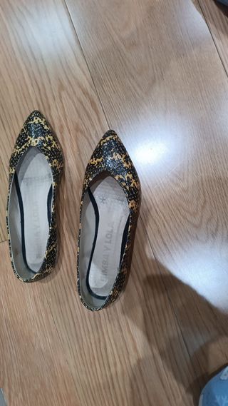 Zapatos planos mujer negros y amarillos