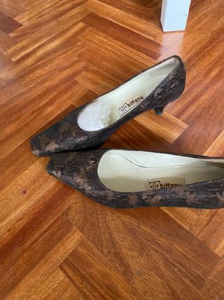 Zapatos Tiffany Mujer Marrón/Dorado Tela