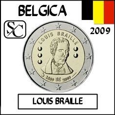 Moneda 2€ Bélgica 2009 Braille