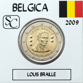 Moneda 2€ Bélgica 2009 Braille