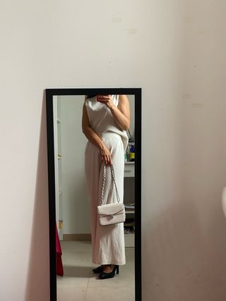 Borsa a tracolla bianca e argento