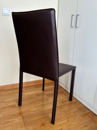 Juego 2 Sillas Comedor Piel Marrón