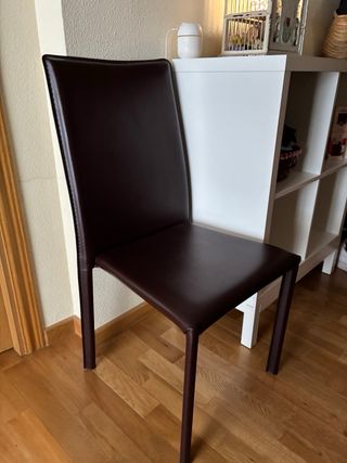 Juego 2 Sillas Comedor Piel Marrón