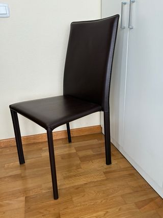 Juego 2 Sillas Comedor Piel Marrón